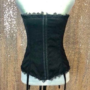 Large black brocade corset bustier XL